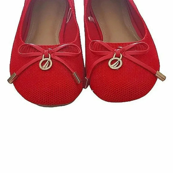 Red Knit Slip-On Ballet Flats Modern Size 6 - Picture 3 of 7